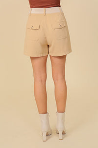 Taupe/Cream Color Block Shorts