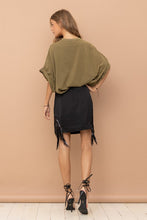 Olive Studded Over Sized High Low T Shirt