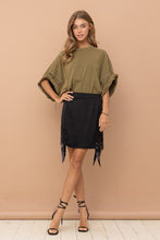 Olive Studded Over Sized High Low T Shirt