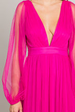 Magenta Mesh Long Dress