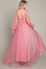 Wine Mesh Long Dress