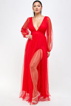 Red Mesh Long Dress