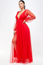 Red Mesh Long Dress