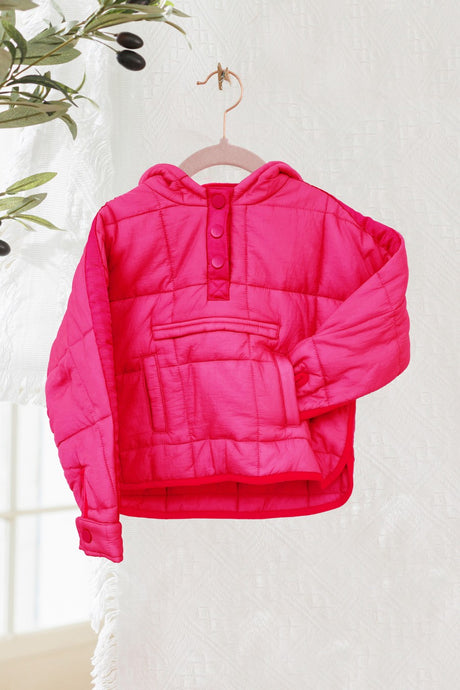 Fuchsia Solid Quilted Padded Jacket
