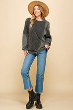 Vintage Black Mineral Wash French Terry Thermo Sweatshirts