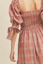 Dusty Mauve Plaid Smocked Mini Dress