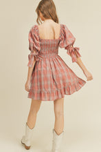 Dusty Mauve Plaid Smocked Mini Dress