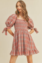 Dusty Mauve Plaid Smocked Mini Dress