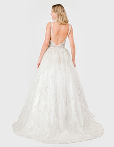 Off-White Strap Lace Beaded Wedding Dress