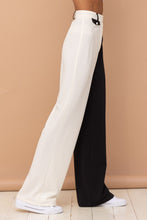 Black White Long Pants W/ Small Coin Flap Pocket Detail