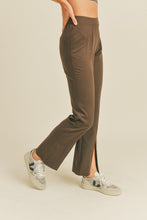 Chocolate Brown High Rise Split Hem Pants