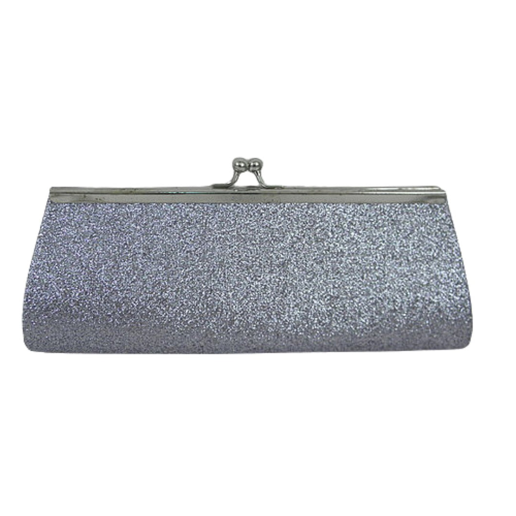 Dark Silver Chunky Glitter Clutch Purse