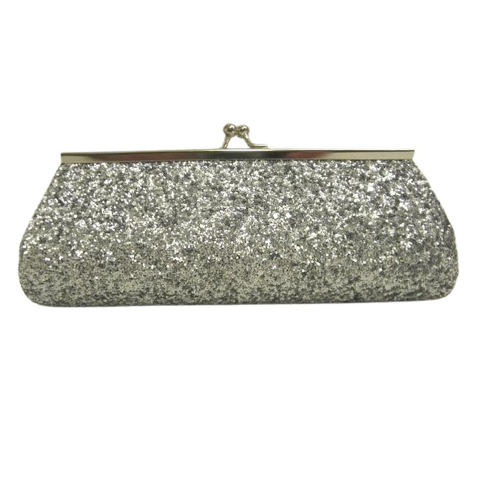 Dark Silver Chunky Glitter Clutch Purse