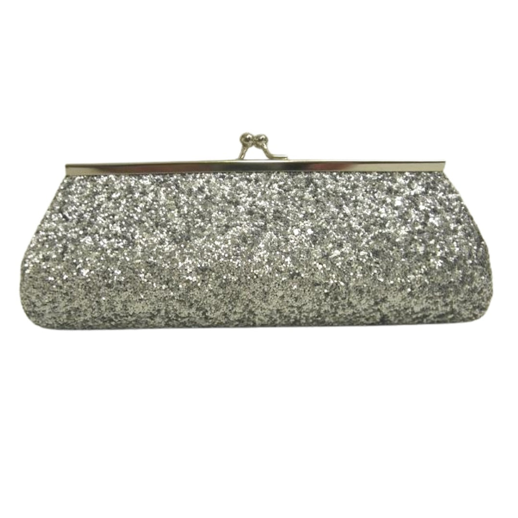 Dark Silver Chunky Glitter Clutch Purse