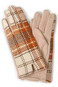 Ivory Plaid Pattern Gloves