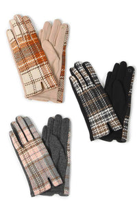 Black Plaid Pattern Gloves