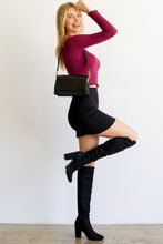 Black Women's Faux Suede Block Heel Knee High Boot