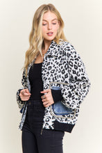 White Print Jacket With Denim Pockets
