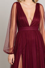 Wine Mesh Long Dress