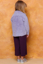 Washed Eggplant Button Front Closure Washed Textured Woven Jacket
