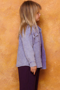 Washed Eggplant Button Front Closure Washed Textured Woven Jacket