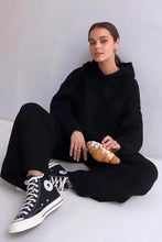 Black Loungewear Knitted Hoodie And Pants 2pc Set
