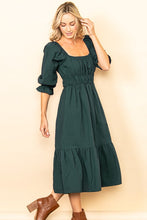 Green Cotton Strappy Peasant Midi Dress