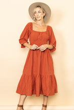 Terra Cotta Cotton Strappy Peasant Midi Dress