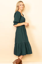 Green Cotton Strappy Peasant Midi Dress