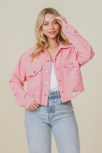 Pink Zoey Distressed Corduroy Distressed Jacket