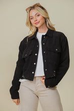 Black Zoey Distressed Corduroy Distressed Jacket