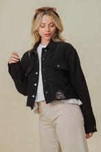 Black Zoey Distressed Corduroy Distressed Jacket