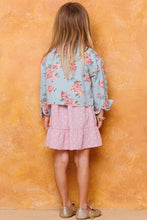 Washed Lt Denim Floral Printed Washed Denim Jacket