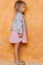 Washed Lt Denim Floral Printed Washed Denim Jacket
