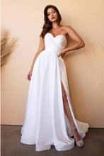 Off White Strapless Satin Wedding Dress