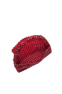 Red Sherry Lime Beaded Top Handle Bag