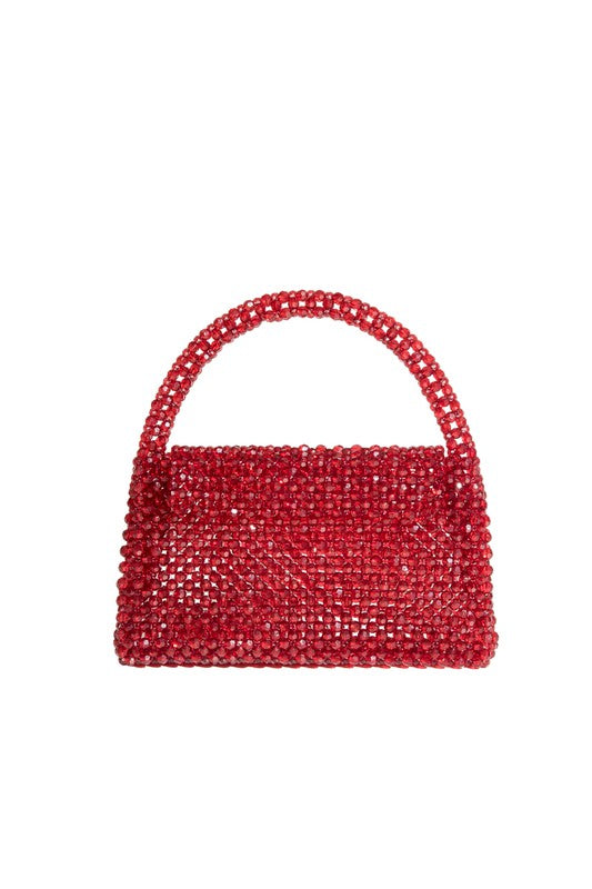 Red Sherry Lime Beaded Top Handle Bag