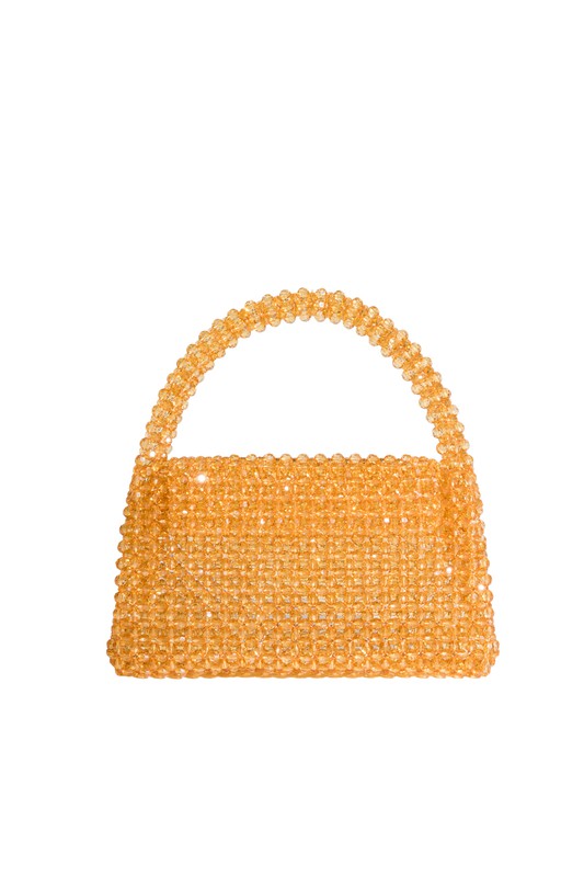 Orange Sherry Lime Beaded Top Handle Bag