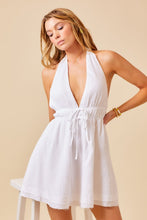 Off White Halter Neck Gauze Mini Dress