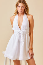 Off White Halter Neck Gauze Mini Dress