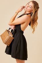 Black Halter Neck Gauze Mini Dress