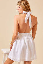 Off White Halter Neck Gauze Mini Dress