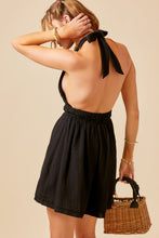 Black Halter Neck Gauze Mini Dress
