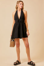 Black Halter Neck Gauze Mini Dress