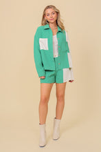 Green/White Color Block Jacket
