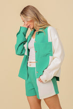 Green/White Color Block Jacket