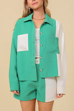Green/White Color Block Jacket