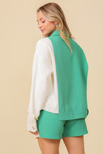 Green/White Color Block Jacket