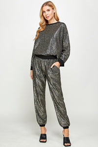 Black Sequins Jogger Pants