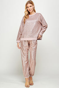 Blush Sequins Jogger Pants